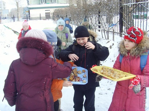 В столовой оставалось много хлеба. Мы решили сделать из него вкусные колобки, которые обмакивали в зерновую смесь! (фото 6)