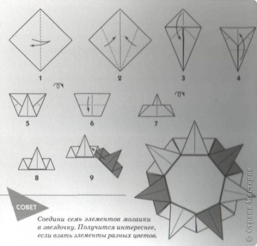 Оригами. Мозаичные узоры. Схемы сборки. (фото 11)