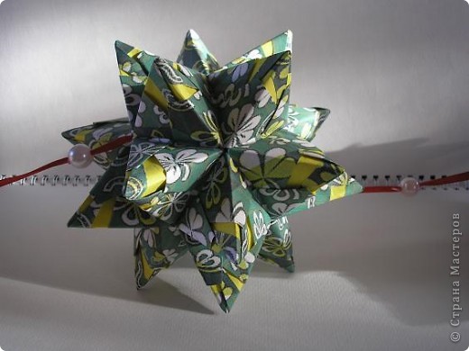 Кусудама  Chandelle 
Автор Мария Синайская
Схемма здесь: http://goorigami.com/diagrams/chandelle-kusudama, а также вдохновение, оригиналы и галлерея.
 (фото 9)