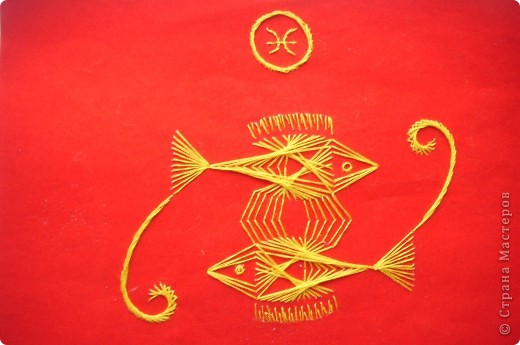 Знак Зодиака - Рыбы ( техника - изонить) (фото 1)