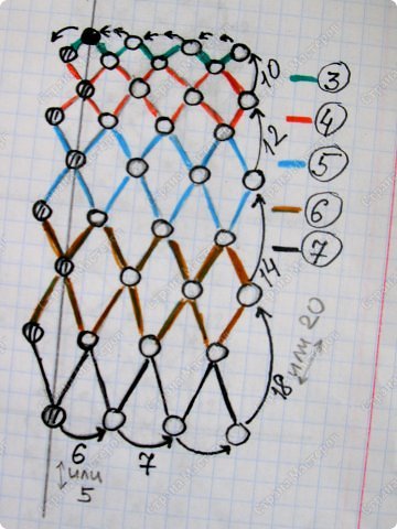 Узел плетем аналогично. Следите за разметкой. Цвета опять же - количество бисерин. (фото 3)