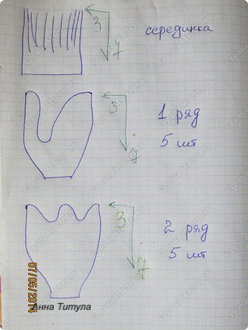 Это мои эскизы лепестков. Здесь указаны размеры и количество нужных лепестков. (фото 3)
