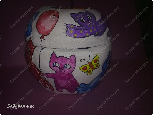 Шкатулка "Коты" из солёного теста+МК (фото 20)