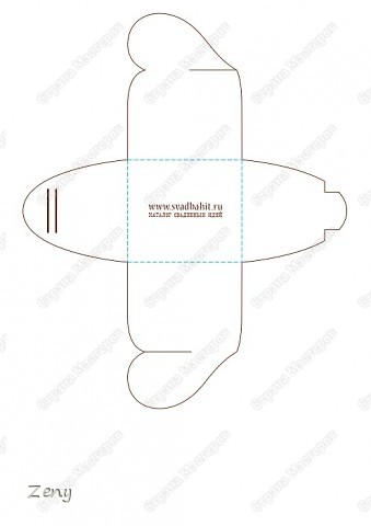 Шаблончик для коробочки.
По сплошным линиям вырезать,по пунктирным -продавить тупым предметом и загнуть.Сначала собирается левая и правая сторона . (фото 15)
