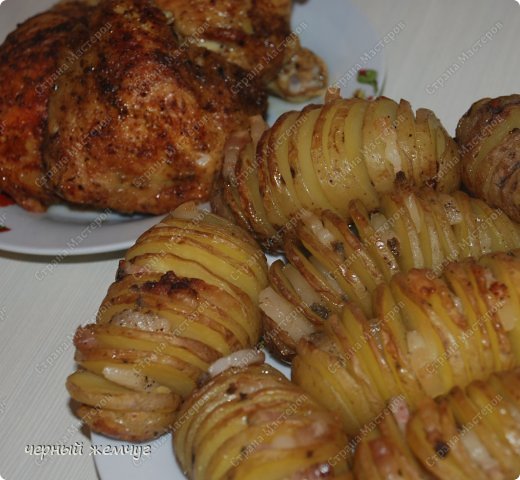 На этом моя стрепня не закончилась)))). Еще я приготовила курочку в рукове и картошечку с беконом. Вот теперь точно, приятного аппетита!!!)))))))). (фото 10)