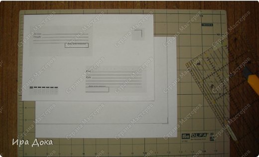 На чистом листе по размеру конверта размечаю и расчерчиваю заднюю стенку конверта. (фото 8)