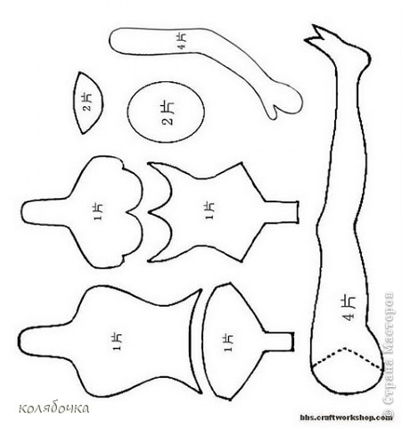 Выкройка куклы. (фото 6)