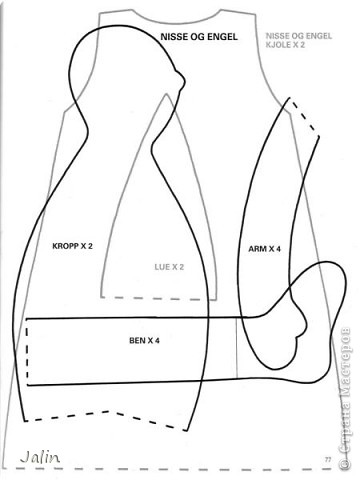 Выкройки тильды "Сонный ангел" взяты из книги Tone Finnanger - Tildas Jul Med Tildas Venner (2003) (фото 18)