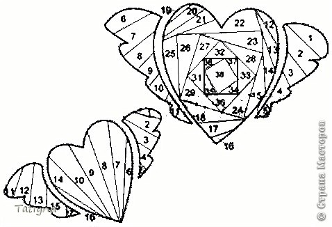 Схему подсматрела здесь  https://podjem-tal.ru/node/75981?c=favorite, отсюда взяла крылашки, а сердечко решила заменить(схема ниже), оно мне  больше понравилось. Схему нашла на просторах интернета, схем этих много на разных сайтах, но первообладателем наверное явлеятся сайт что написан жирным шрифтом. (фото 6)
