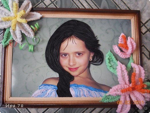 Это фото дочери моей подруги, решила сделать им подарочек к 8 Марта. Яночка и так красавица,но захотелось  немножко преобразить. Надеюсь им понравиться.Формат А-4. (фото 1)
