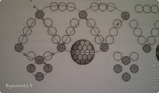 Схема для желающих обновить свои старые бусы! Я немного ее изменила ( жемчужина в каждом треугольнике). (фото 3)