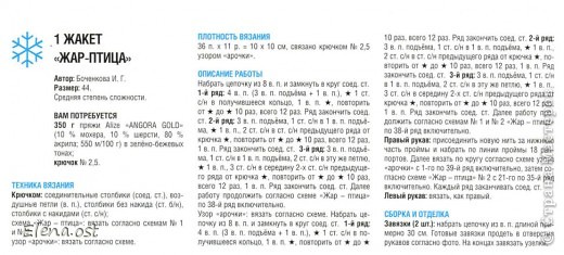 Жакет "Жар-птица". Схема. (фото 6)