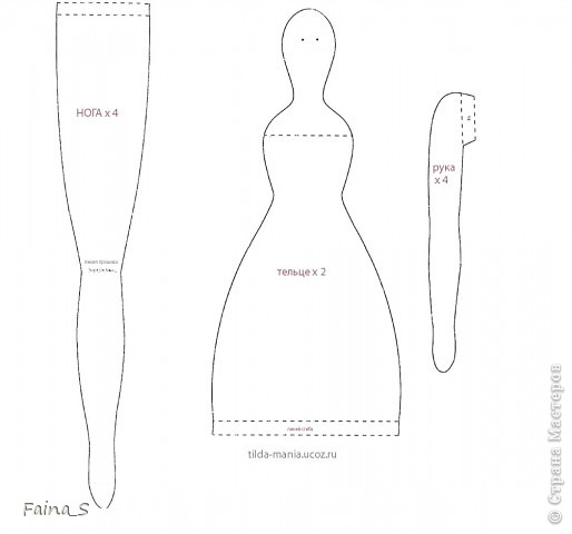 Куклу шила по выкройке Тильды - тростиночки ( так она называется или по другому, не знаю точно) (фото 6)