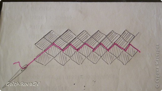 Или таким образом: если хотим, чтобы они полностью смыкались. Иголочка проходит по грани то по одной плетенке, то по другой. (фото 17)