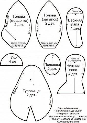 Выкройка таких мишек. Девочки, шейте на здоровье (фото 10)