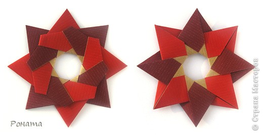 Name: <strong>Robin Star</strong>
Designer: Maria Sinayskaya
Squares, 8 units, no glue
<a href="http://goorigami.com/diagrams/robin-star" target="_blank">Диаграмма </a> (фото 12)