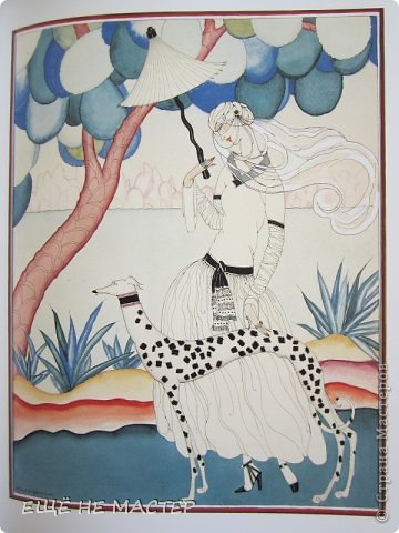 А это картинка- вдохновитель. Я её случайно увидела в книге у друзей. Сфотографировала, т.к. поняла , что на неё просто ложиться контурный квиллинг. Потом выяснила, что это ,оказывается, обложка журнала Вог ( VOGUE ) за 1922  год. (фото 7)