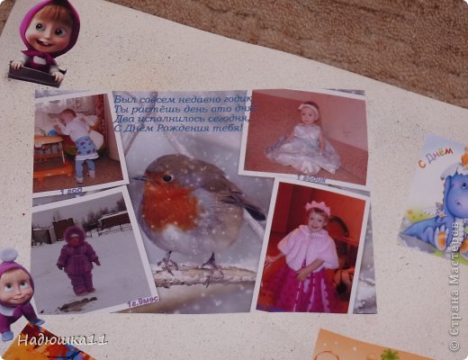 Вот здесь набрызги немного видать..
Также делала аппликацию из распечаток любимых мультгероев.. (фото 6)