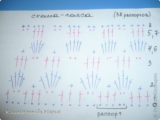 Далее синей ниткой 6 рядов по этой схеме. (фото 4)