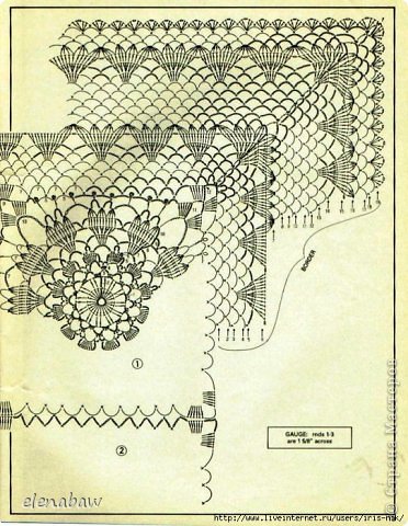 Схема. Для подушки вязала один мотив и плюс половину каймы, то есть один ряд "цветочков", задняя часть столбики с накидом. (фото 3)
