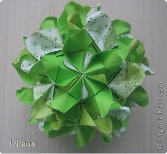 Centaurea
Designer: Natalia Romanenko
Units: 30
Paper: 5*7.5 cm (2:3)
Final height: ~ 10 cm

http://kusudama.info/2013/02/centaurea-tutorial/

  (фото 6)