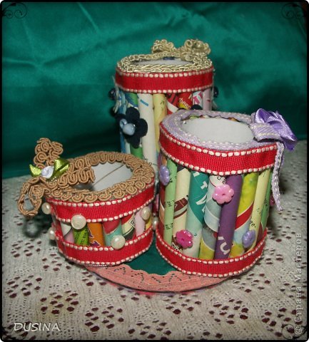Подставочки, коробочки, шкатулки, карандашницы, игольницы и т.д. - все из бросовых материалов (много фото!) (фото 10)