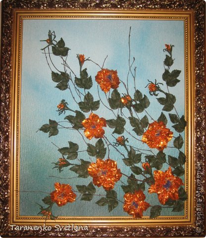 Триптих: "Жар-птица", размер: 50x60, материал: натуральная кожа. (фото 3)