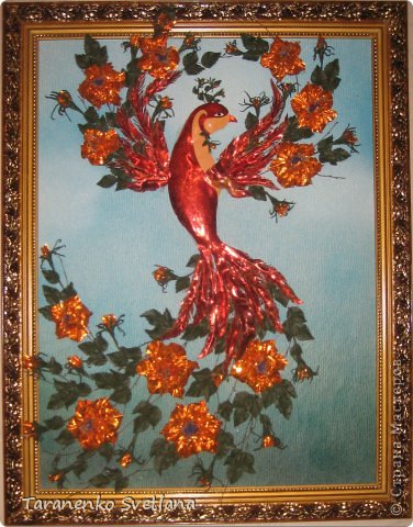 Триптих: "Жар-птица", размер: 60x80, материал: натуральная кожа. (фото 4)
