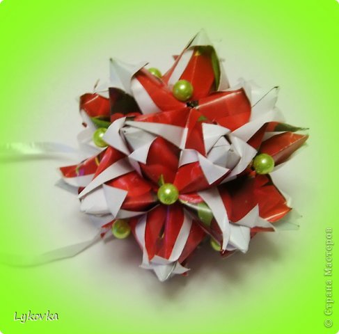  Tulip  схема : http://www.kusudama.me/#/Spikes/Tulip/tul2
 30 модуей   бумага 7,5*7,5см итог около 10,5 см (фото 6)