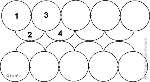 Кольца - 5,п,5,п,5,п,5
Дуги - 5,п,5 (фото 2)