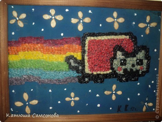 "nyan cat "из зерен.Крашеный рис.