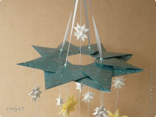 В качестве "неба" выбрана звезда Марии Синайской Robin star -1 http://goorigami.com/diagrams
8 модулей 17*17, итог 22,8 см в диаметре. (фото 2)