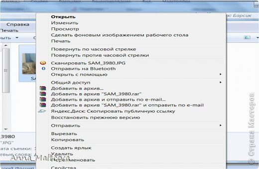 Приступим. 
Нам необходимо:
1. Компьютер с операционной системой Windows(любой версии) с установленным пакетом офисных программ (Microsoft Office) (думаю, такой комп есть у 95% населения нашей страны мастеров))
2. Интернет.
3. Изображение, с которым мы будем работать.
4. И немного фотошопа(для тех, у кого он есть, но мы и без него обойдемся, если Фотошопа нет)))
О том, что фотографии изначально на фотоаппарате или на выходе из сканера большого разрешения в своем МК говорил Ануп, поэтому этого момента я не касаюсь, покажу детально как обрабатываю фотографии я.
Шаг первый. Обрезка фото.
Примерный план:
-Открыть фото, с помощью программы Microsoft Office Picture Manager
-Обрезать фото 
Чтобы обрезать с фотографии ненужные части(интерьер комнаты, где было сделано фото, например) нужно открыть изображение, с которым мы будем работать, с помощью программы Microsoft Office Picture Manager. На фото показано как это делается(звезда фото - наш кот Барсик)). Наводим курсор на изображение и нажимаем правую кнопку мыши, появляется такое меню: (фото 2)