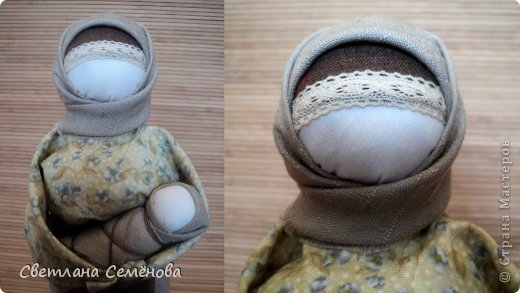 Эта кукла делалась для дома, для семьи. Женщина которая не могла забеременеть, делала куклу и играла с ней, мысленно притягивая своего будущего малыша. Традиционно, Берегиню ставили напротив входной двери, чтобы она встречала входящих и не пускала злых духов в дом. (фото 3)