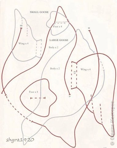 Выкройка гуся из книги Тони Финнангер, лист А 4, я шила маленького. (фото 11)