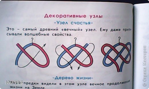 Недавно его внимание привлекло название "Узел счастья",а прочитав что он имеет волшебные свойства,сказал что нам надо его сделать. (фото 2)