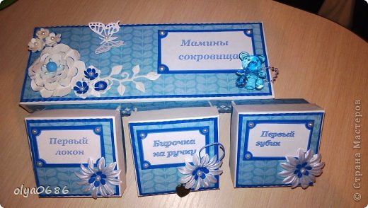 Здравствуйте, дорогие мои жители страны! Насмотревшись на работы мастериц, и мне захотелось сотворить такое чудо для своей подружки и ее маленького сыночка. Коробочки делала по МК Марии Кац https://podjem-tal.ru/node/610317. Огромное ей спасибо за идеи. (фото 1)
