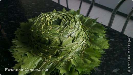 По многочисленным просьбам выкладываю МК шляпы из кленовых листьев... 
Вот такая милая шляпка должна у нас получится через 1-1.5 часа работы...
Сам процесс плетения не очень трудоёмкий, нужно только немного терпения)) (фото 1)