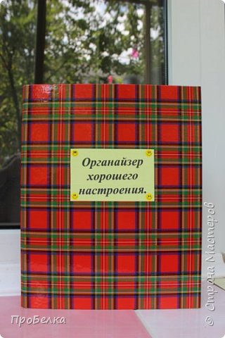 Было дело: сотворила пару органайзеров-близнецов для летних именинников. Всё впервые. Изучала многие МК, отобрала идеи, подходящие мне.
Весёленькая шотландка-папочка, правда? (фото 10)