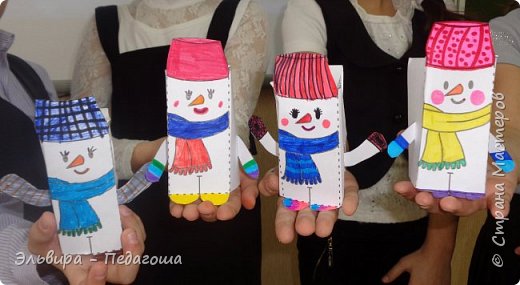 А вот ещё одна идея с сайта "Крокотак". Нужно распечатать шаблон, раскрасить, вырезать и сложить, и можно ИГРАТЬ В СНЕГОВИЧКОВ! Что мои второклассники уже и сделали! http://krokotak.com/2012/11/paper-snowman/ (фото 13)