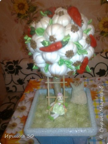 делала для себя на кухню чесночно-перчиковый топиарий (фото 1)