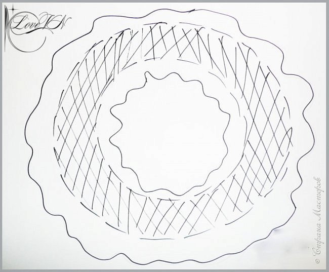На чём мы остановились? Ах, да! На листе бумаги прочертили контур будущего венка. (фото 3)