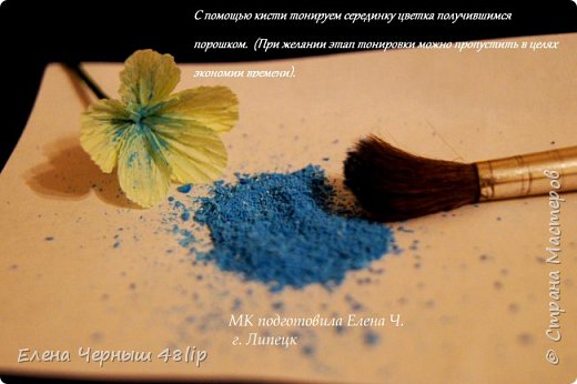 Кистью тонируем серединку цветка. В целях экономии времени можно пропустить этап тонировки. (фото 11)