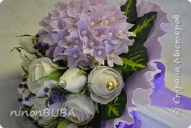  Здравствуйте!Мне конечно же далеко до МАСТЕРИЦ, но хотела бы продемонстрировать вам свое "творчество".
Буду рада любым комментариям.
букет "Нежность" (фото 1)