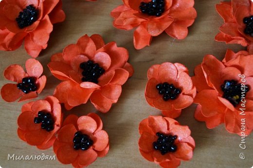 Маки. Я заготовки сделала давно и забыла, а на днях нашла и собрала в цветы. А тут и идея открытки сложилась, и повод нашелся. (фото 12)