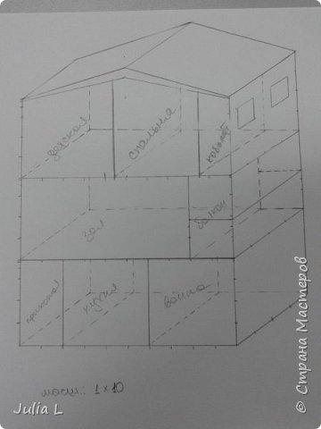 Решила построить дом для кукол. Нарисовала проект, закупила материал (ДСП 8мм). Распилила по размерам (в магазине). Еле привезла домой (очень тяжело загрузить в автомобиль). Переночевали с готовыми для сборки деталями..... (фото 1)
