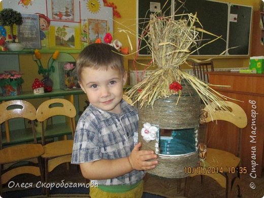 с сыном сделали симпатичные домики для птиц в детский сад (фото 1)