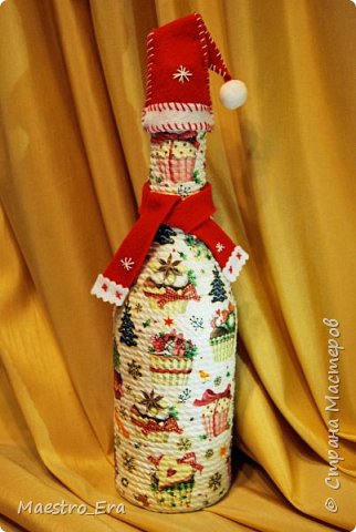 Оформление подарочной новогодней бутылки  (фото 6)