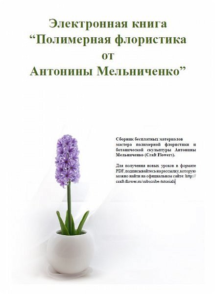 Друзья! Я очень долго и усердно собирала все свои уроки в одну электронную книгу. В итоге получилось очень много материала: более чем полторы сотни страниц! Помимо уроков в эту книгу были включены два моих постоянно обновляющихся проекта: Тонкости лепки (советы для новичков и не только) и фото-проект На коленке (фото с коротким описанием определенных этапов лепки).