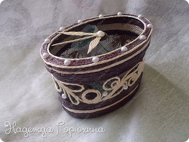 Шкатулка "Винтажные часики"/джутовая филигрань (фото 7)